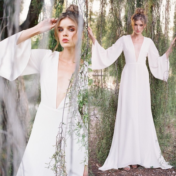 Joanna august button back bell sleeve gown FINAL PRICE